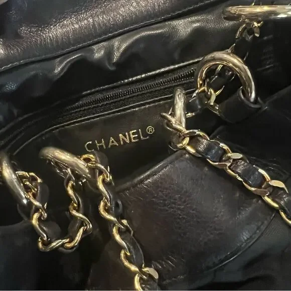 Chanel Black Canvas CC Chain Bucket Bag, Rare Vintage, Made in Italy - Picture 11 of 15